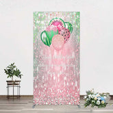Aperturee Aperturee Watermelon Balloons Pink Glitter Birthday Rectangle Backdrop
